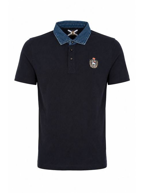 Polo Avvocato in cotone stretch con logo Blu JOHNNY LAMBS | AVVOCATO799